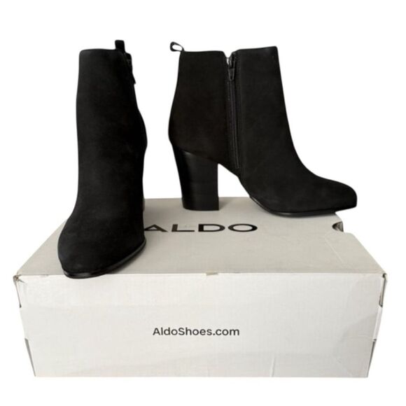 Aldo Shoes - Aldo Noemieflex Black Suede Chunky Block Heel Boots Women’s Size 9